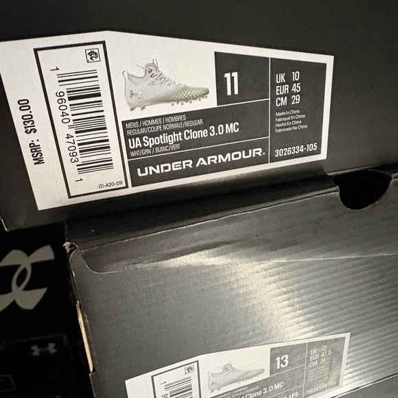 Under Armour Spotlight Clone 3.0 MC \'White Emerald\' football cleats. NWT in Box! main image 4